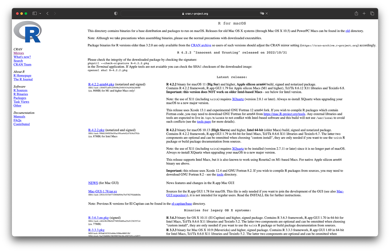 Download R for macOS. 