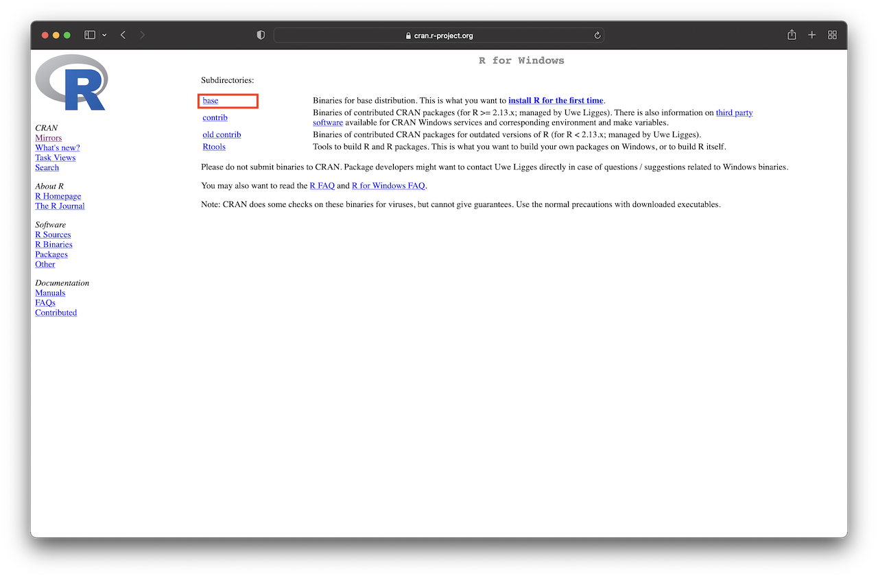 Download R for Windows.