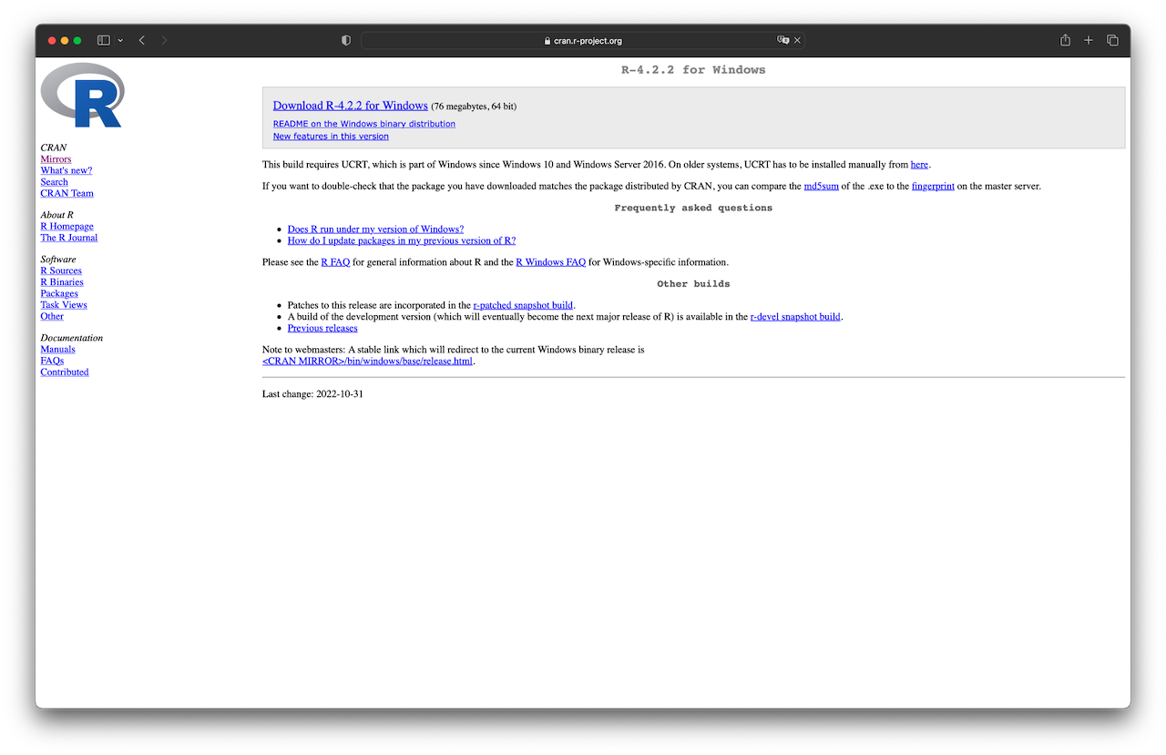 Download R for Windows.
